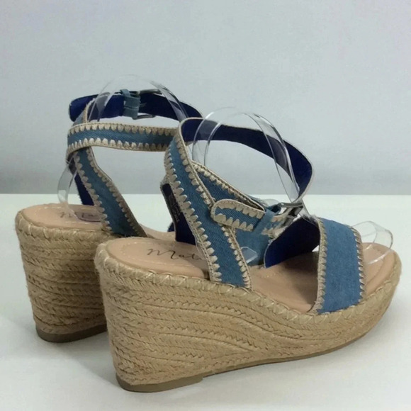 Matisse Blue Denim Wedge Platform Espadrilles - Picture 4 of 11